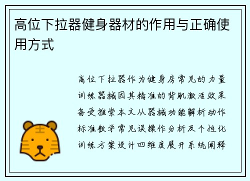 高位下拉器健身器材的作用与正确使用方式